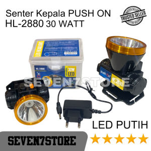 Push On Senter Kepala LED Super Terang Lithium HL 2280 PUTIH 30 WATT Nyala Putih
