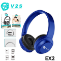 V2S EX2 Wireless Bluetooth Stereo Headphone Soft Silicone Head Beam Rechargeable. 