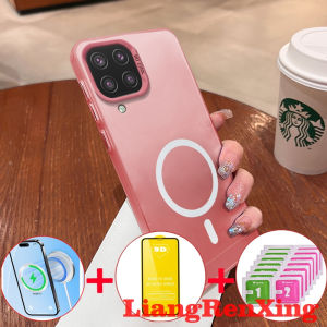 [4 in 1] with tempered glass case for Samsung A12 Samsung M12 5G phone case hard case TPU shockproof cover new design aesthetic wireless cymbs01