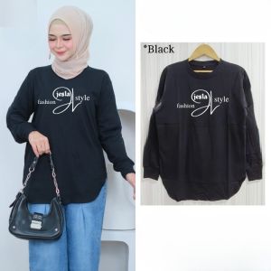 Baju Atasan Wanita Jumbo Dayana Blus Kaos Katun Combed 24s Aplikasi Sablon S M L XL XXL 3XL Blouse Remaja Lengan Panjang Ootd Casual Hijab Kekinian