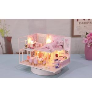 Thủ Công diy Mô hình nhà biệt thự gỗ lắp ráp đồ chơi nhà nhỏ nhà kính quà tặng sáng tạo cho bé trai và bé gái