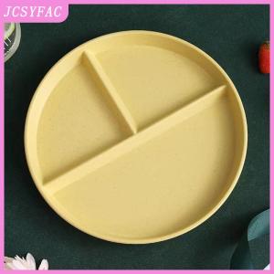 JCSYFAC Three-Grid Western Compartment Plate For Food Fruit Salad Divided Plate Wheat Straw Diet Meal Plate Food Tray Kitchen Dinnerware