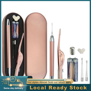 Ear Pick Set Luminous Ear Spoon Tweezers Ear Wax Removal Tool LED Light Earpick Children Baby Ear Cleaning Care Kit