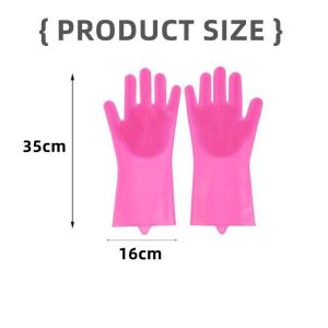 Silicone Household Gloves Wash Dishes Silicone Cleaning Heat Insulation Thicken Rubber Kitchen Sink Multi-Purpose Cleaning Food Grade Gloves
