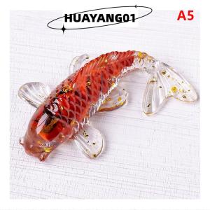HUAYANG01 [2023 new HOT FASHION] Pha lê đá sỏi may mắn Cá Koi bức tượng nhựa nhỏ thạch anh ưa thích cá chép bức tượng trang trí nội thất bàn trang trí quà tặng