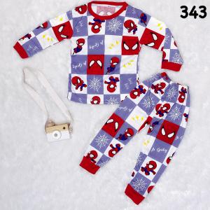 Blinqshop Baju Tidur Anak Untuk 1-10Tahun Bahan Kaos /Piyama Anak Perempuan/Piyama Anak Laki Laki/Set Anak Perempuan/Setelan Anak Laki Laki / Stelan Anak Perempuan/Baju Tidur Anak Perempuan Motif SPIDERMAN KOTAK