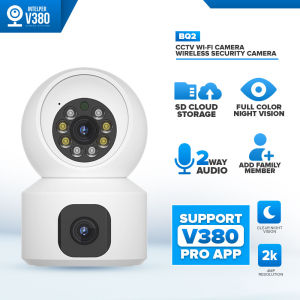 Intelper V380 BQ2 4MP Dual Lens CCTV Camera 360 Wifi Security Camera Connect to Cellphone with voice Two Direction wide angle 1080P night visionbaby Motion Detection