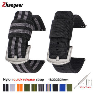 Zhangeer Quick Release Nylon Strap 18mm 20mm 22mm 24mm For Huawei GT2/Samsung S2 S3 Top Quality Smart Watch Bands Watch Accessories+Tool