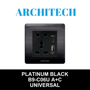 STOP KONTAK UNIVERSAL USB B9 C06U A+C BLACK ARCHITECH  PLATINUM BLACK SERIES
