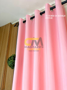 Madrazo`s 10 Rings - Plain Pink Curtain -Non-Faded Cotton and Kretona Fabric - 5FT up to 9FT LONG - Baby pink Pink & Fuchsia pink