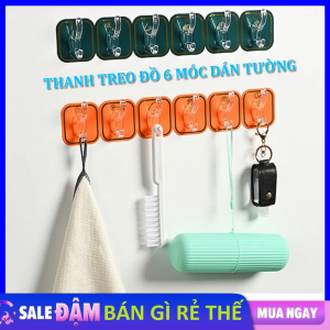 Thanh Treo Đồ Dán Tường 6 Móc Siêu Dính Màu Siêu Đẹp Vỉ 6 Móc Trong Dán Tường Loại Dùng treo quần áo tiện lợi Phù hợp dán trong nhà bếp phòng tắm buồng ngủ