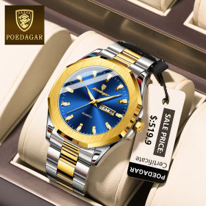 Top brand POEDAGAR new watch for men waterproof sapphire mirror polygon design dial stainless steel calendar business watch
