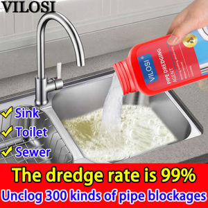 VILOSI Drainage Clogged Remover 600g Powerful Clog Remover Pipe dredging agent Toilet Sink and Drain Declogger Solution Dissolves Grease Hair Oil Organic Wastes and Food Residue. Multipurpose Clog Remover for Pipes
