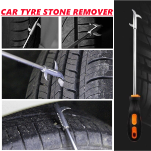 30cm 3in1 Car Motorcycle Tire Stone Remover Tyre Cleaning Repair Puncture Screwdriver Hook Stain Removal Tool Kit