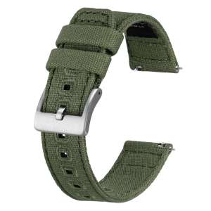 BISONSTRAP Fabric -Nylon Watch Strap 20mm22mm24mm Quick Release Watchbandfor MenSturdy Fabric MaterialsSteel Black Buckle2026