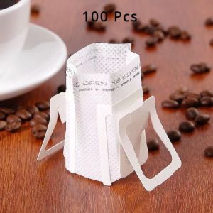 100PCS Coffee Filter Paper Bags Disposable Drip Coffee Bag Hanging Ear Espresso Coffee Accessories