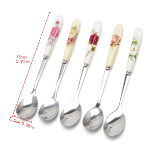 1Pc Coffee Spoon with Ceramics Handle Coffee Spoon Baking Drinking Making Dishwasher Safe Accessory