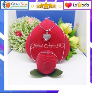 Kalung Belut Titanium Silver Liontin Bandul Love Full Permata Bisa Cod
