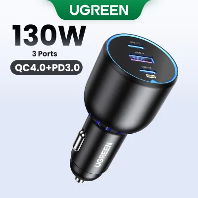 UGREEN 130W Super Fast Car Charger with 100W PD 30W PD 22.5W FCP Fast Charging Ports