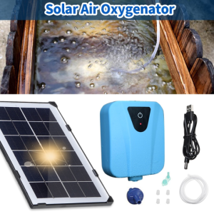 [Delivery Within 72H]Special for fishing and fish culture Solar Powered/DC Charging Oxygenator Water Oxygen Pump Pond Aerator with 1 Air Stone Aquarium Airpump 2L/min Oxygenation Fishing Oxygenation Equipment Fishing Inflatable Fish Culture