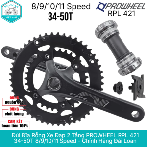 Đùi Đĩa Rỗng Xe Đạp PROWHEEL RPL 421 – 2 Tầng 34-50T Đùi 170mm Kèm Trục BB Chính Hãng
