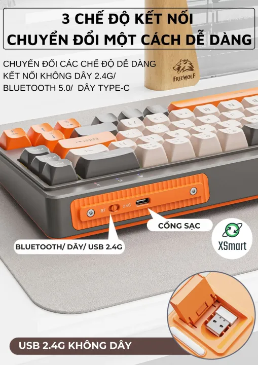Bộ Bàn Phím Và Chuột Bluetooth FreeWolf M68 LED Pro Gõ Siêu Êm Pin Sạc Keycap PBT Cho Pc Lap | BigBuy360 - bigbuy360.vn Bộ Bàn Phím Và Chuột Bluetooth FreeWolf M68 LED Pro Gõ Siêu Êm Pin Sạc Keycap PBT Cho Pc Lap | BigBuy360 - bigbuy360.vn