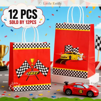 FP1929 (12PCS) HANDLE Race Car Racing Party Gift Paper Loot Bag Party Souvenir Giveaway