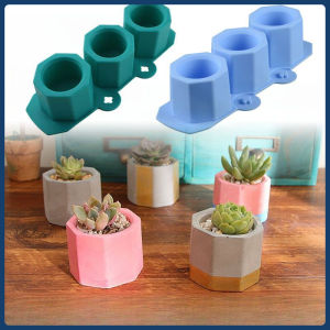 SLT908-3W0333holes Silicone Flowerpot Mold Cement Pot DIY Succulent Making Mold Round Geometric Polygonal For Make Cement Plaster Concrete Plaster Soap Polyester Resin Molding Tool