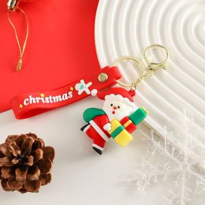 3d Cartoon Silicone Christmas Keychain Santa Claus Christmas Tree Key Chains Key Ring Cute Christmas Gifts