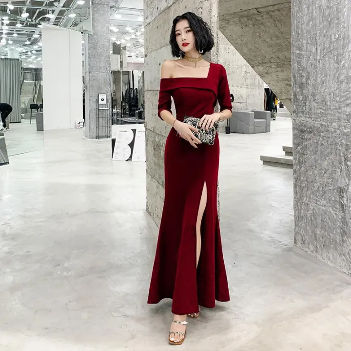 lazada formal dress Lazada Affordable Evening Gowns Online Recoal Fishtail Formal Dress Women  Evening Dinner Gown French