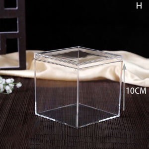 Christmas gift 【AYLMER】 Clear Acrylic Square Cube Box With Lids Durable Candy Box Multiple Uses Transparent Case Organizer Container