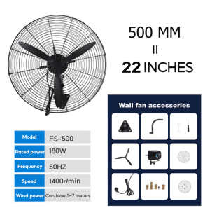 16 inch Wall Mount Fan Electric Fan With Remote Control Inverter Oscillating 3 Speed Wind Adjustable Heavy Duty Industrial Wall Fan for Indoor Commercial Residential Warehouse Greenhouse Workshop Basement