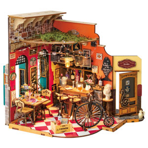 ROBOTIME Rolife Miniature House DIY Cheers Bar & Dining Craft Kit Wooden Puzzle Assembly Book Nook Craft Kit Set for Kids Gifts