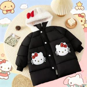 Christmas Gift Halloween Halloween Hello Kitty Girls Cotton Clothe Sanrio Winter Thick Cartoon Anime Fashion Coat Childrens Warm Outerwear Comfort Tops