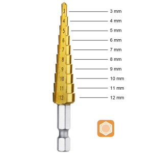 HSS Titanium Step Drill Bit Steel Step Cone Titanium Drill Bit Tool