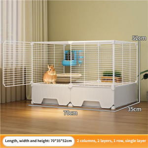 Rabbit Cage with Toilet and Anti-Spray Design Large Metal Indoor Habitat for Rabbits & Guinea Pigs