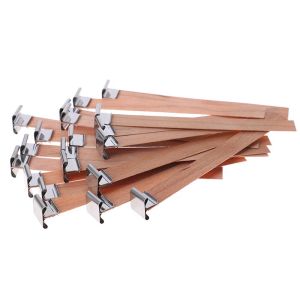 50Pcs Wooden Candle Wicks Wood Wick Sumbu Kayu Lilin Dengan Metal Holder DIY Candle Making