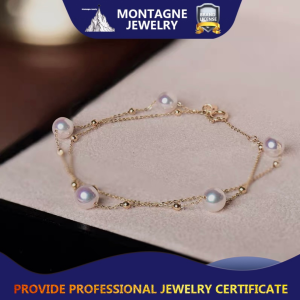 Montagne Jewelry Akoya Pearl Bracelet 5.5-6mm Natural Top Grade Japan Akoya Pearl 18k Pure Gold Elegant Design Fine Jewellery Bangle Bracelets