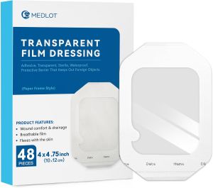 LotFancy Transparent Film Dressing 4”x4 3/4” Clear Waterproof Bandages