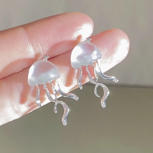 1 Pair Niche Designs Ear Studs Frosted Jellyfish Sweet Earrings All-Matched Temperament for Women Girls