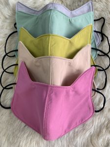 Combo 5 khẩu trang vải bông hoặc màu  có tai mèo  khẩu trang vải 2 mặt cotton  khẩu trang vải che nắng chống sạm nám da - kim yến