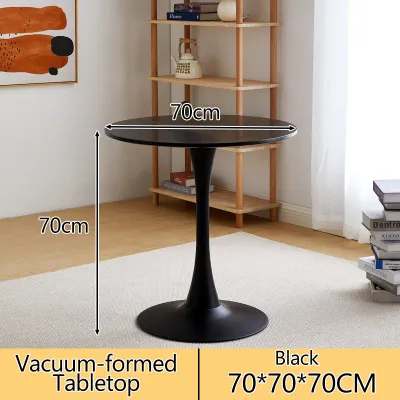 JIAJU Nordic Round Table Balcony White Coffee Table Meja Kopi Nordic Sofa Side Table Office Discussion Table Dining Table Bedroom Small Wood Table