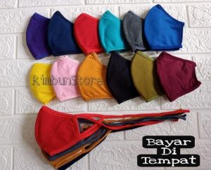 (6pcs) Masker Kain 3 Lapis Masker Hijab Tali Panjang Bisa Dicuci Ulang