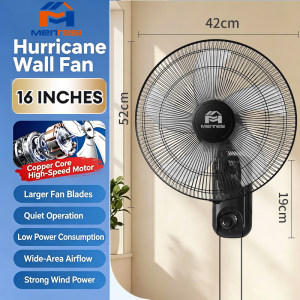 16in Wall Fan 5 Blades Oscillating Wall Mount Electric Fan Remote / Mechanical Control Low Noise For Bahay Office