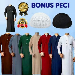 jubah pria gamis laki laki bonus peci jubah pria gamis dewasa size M L XL XXL