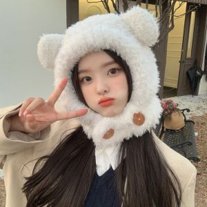 VCH Ear Protection Hat Bear Ears Hat Thickened Winter Cap Fluffy Hat Leisure Woolen Hat Winter Plush Hat Winter/Autumn