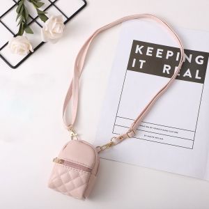 FINGERTIP ART Mini Coin Purse Portable PU Leather Crossbody bag Solid Color Cash Wallet Women