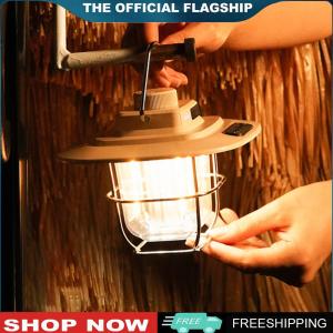 【New Arrival】 LED Decorative Hanging Lights Type-c Charging Retro Camping Tent Lights Battery Indicator with Hook Dimmable for Outdoor Travel