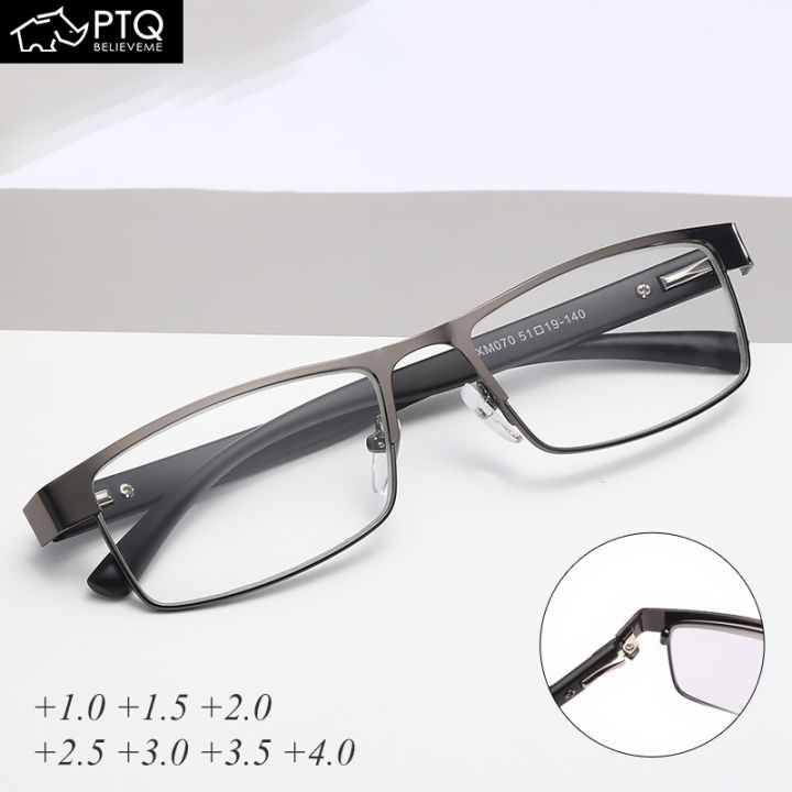 PTQ Reading Glasses Titanium Alloy for Men Business Style Spring Hinge ...