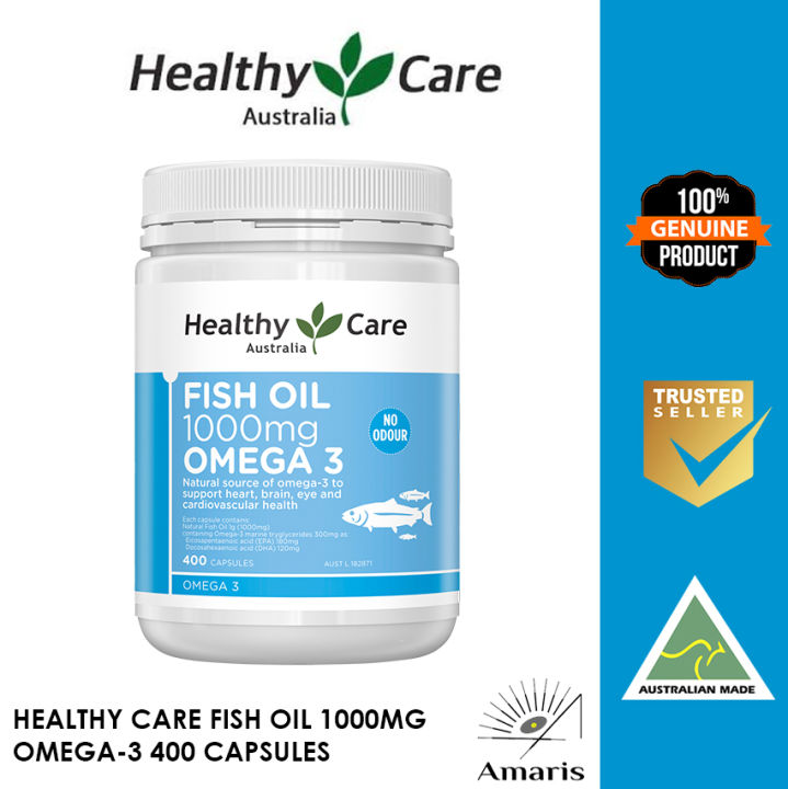 HEALTHY CARE FISH OIL 1000MG OMEGA 3 400 CAPSULES EXPIRY DATE 08/2025